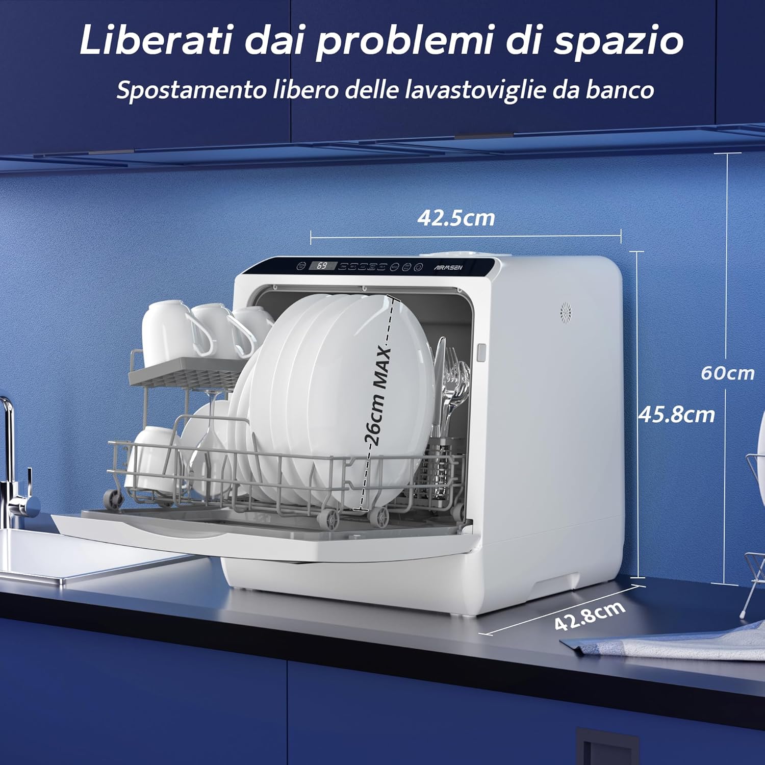 Mini lavastoviglie salvaspazio per cucine piccole